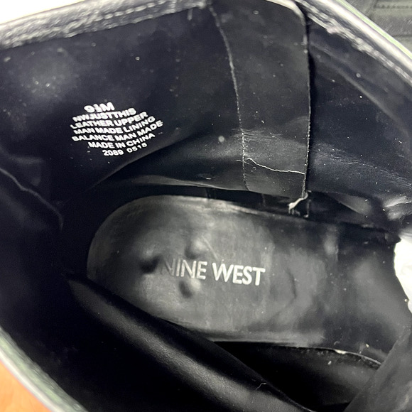 Nine West Boots Womens 9.5M Justthis Ankle Black Leather Buckle Strap Zip Boho - Picture 8 of 14